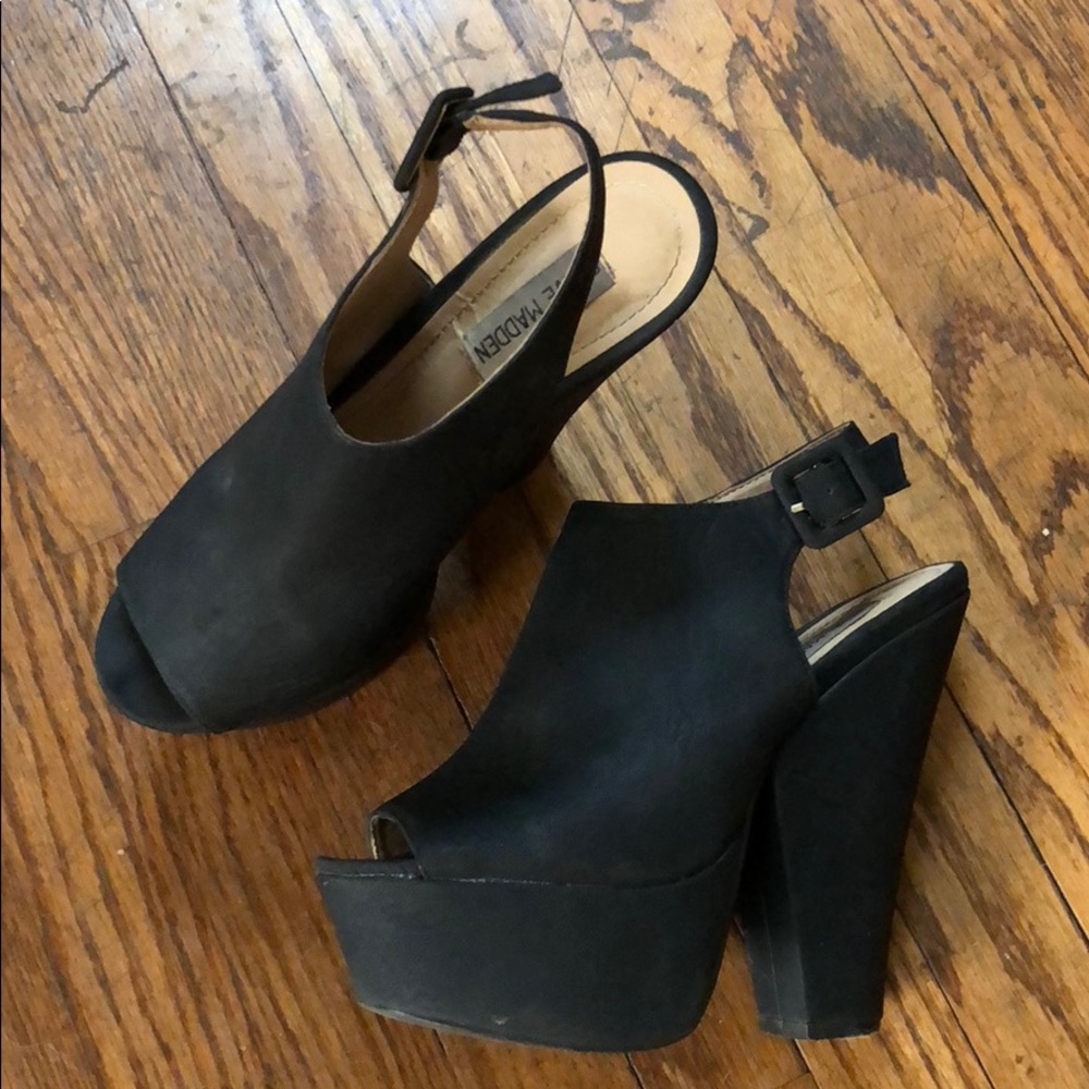 Gabby Black Matte Steve Madden Heels Size 8